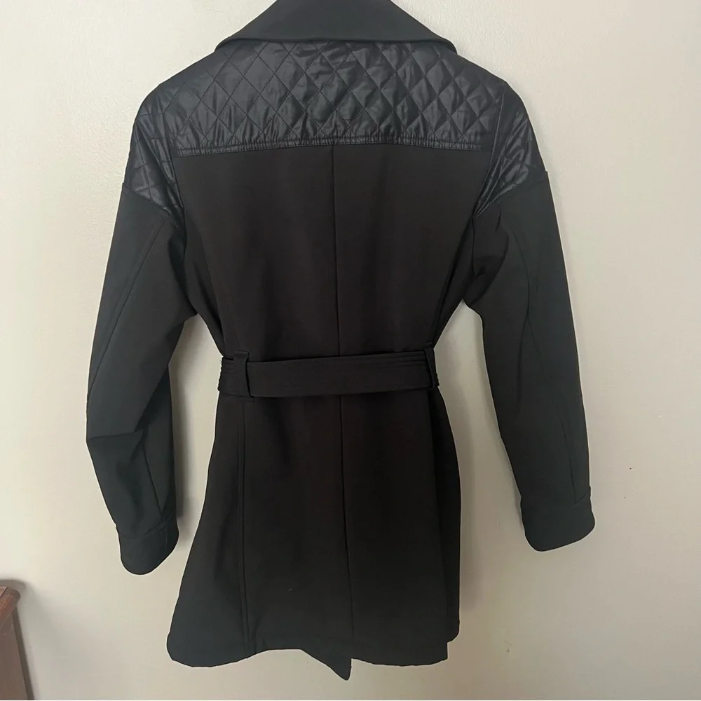 MICHAEL Michael Kors Black lined winter Trench Coat with Gold Accents - Picture 8 of 12